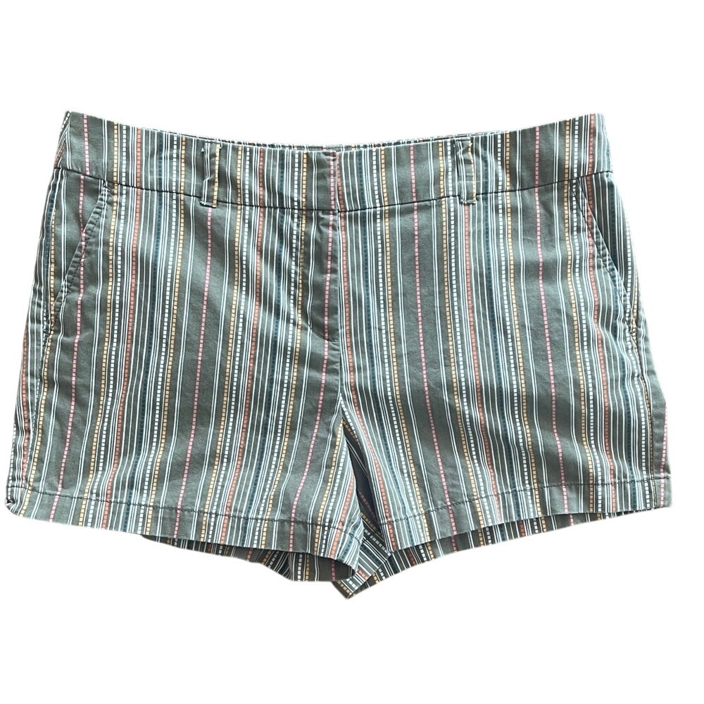 LOFT Olive and Multicolor Striped Women's 4" Shorts 12